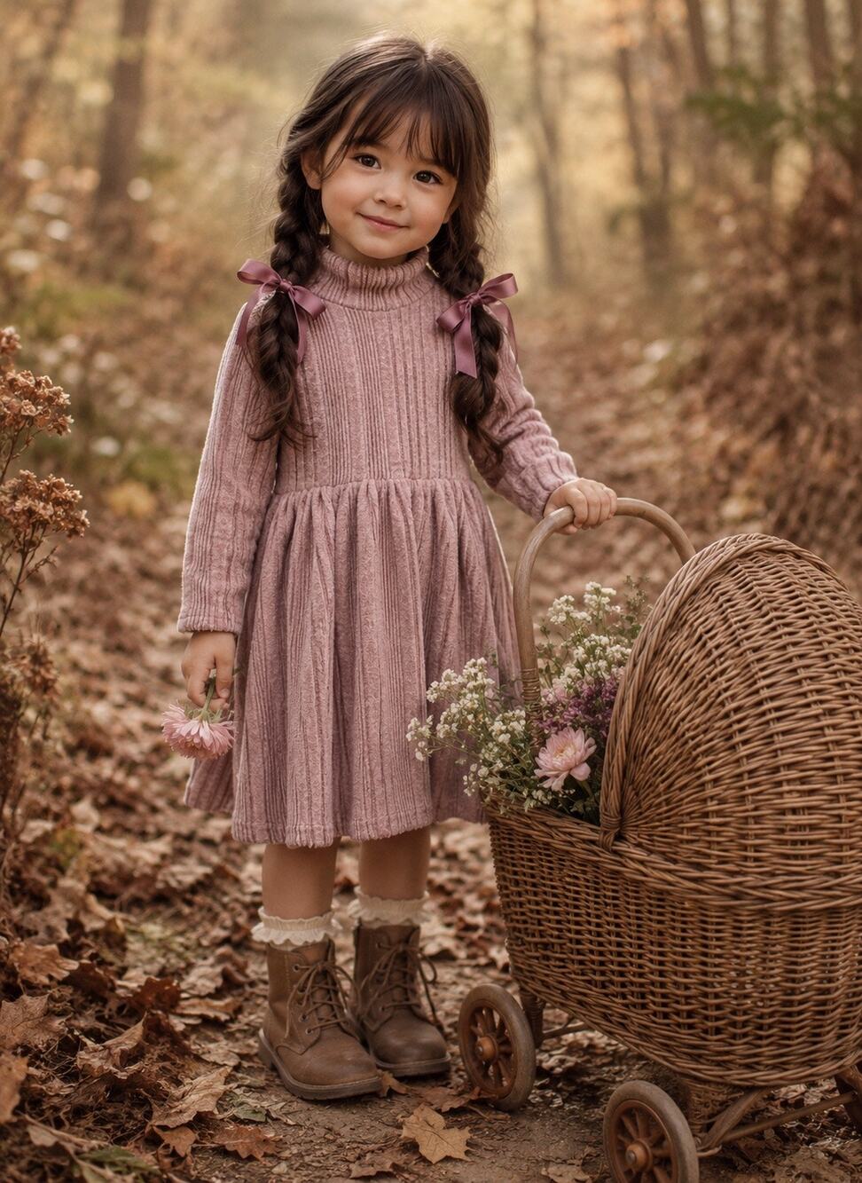 Cheeks Like Roses Mauve Minimalist Sweater Dress 3/4